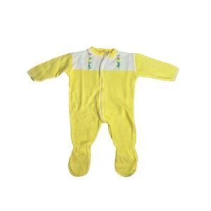 Vintage Soft Spun Baby Infant Yellow One Piece Floral Size 0-3 Months